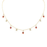 <span style="color:purple">SPECIAL!</span>2.42ct G SI 14K Yellow Gold Diamond & Oval Shape Garnet Gemstones Pendant Necklace 16+2" Long