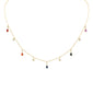 <span style="color:purple">SPECIAL!</span> .96ct G SI 14K Yellow Gold Diamond & Pear Shape Multi Sapphire Gemstones Pendant Necklace 16+2" Long