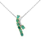 <span style="color:purple">SPECIAL!</span>1.09ct G SI 14K Yellow Gold Diamond & Emerald Gemstones Pendant Necklace 18" Long Chain