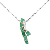 <span style="color:purple">SPECIAL!</span>1.09ct G SI 14K Yellow Gold Diamond & Emerald Gemstones Pendant Necklace 18" Long Chain