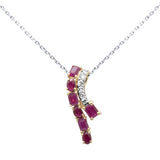 1.53ct G SI 14K Yellow Gold Diamond & Ruby Gemstones Pendant Necklace 18" Long Chain