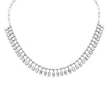 6.37ct G SI 14K White Gold Diamond & Emerald Cut Drop Chain Pendant Necklace 14+2" Long