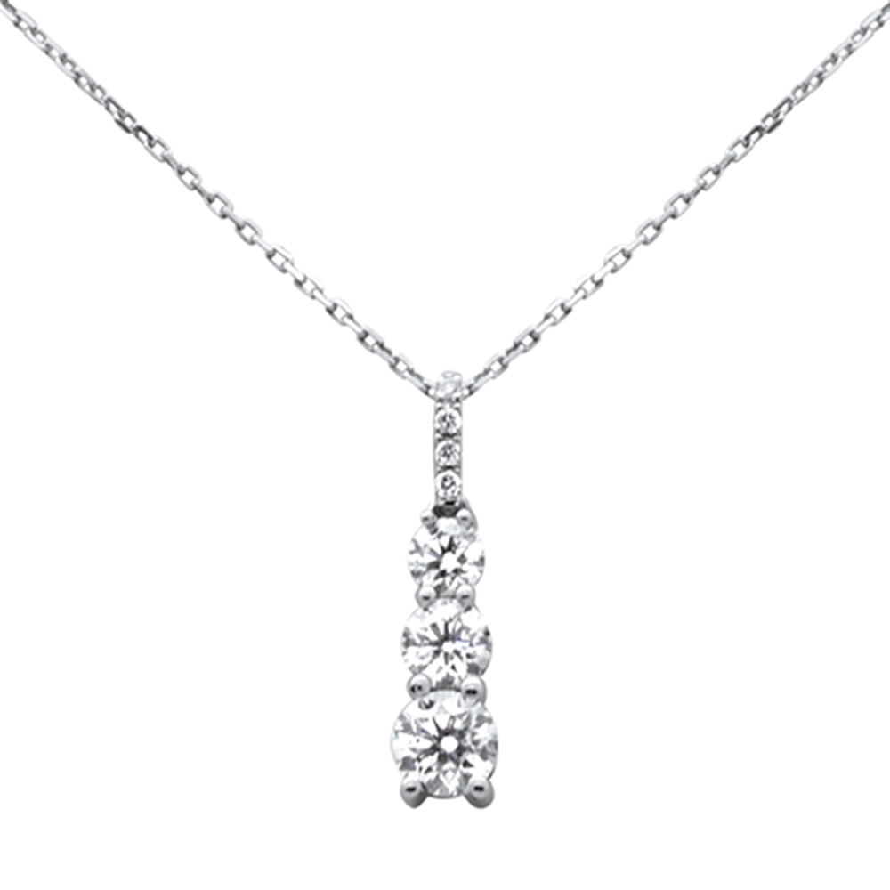 <span style="color:purple">SPECIAL!</span> 1.13ct G SI 14K White Gold Diamond Graduated Stones Pendant Necklace 18" Long Chain