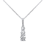 1.09ct G SI 14K White Gold Diamond Graduated Stones Pendant Necklace 18" Long Chain