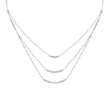 .35ct G SI 14K White Gold Diamond 3 Layers Bar Pendant Necklace 16+2" Long
