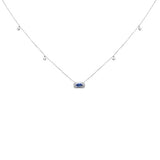 .39ct G SI 14K White Gold Diamond & Blue Sapphire Gemstones Pendant Necklace 16+2" Long