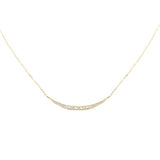 .27ct G SI 14K Yellow Gold Diamond Sideways Half Moon Bar Pendant Necklace 16+2" Long