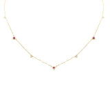 .25ct G SI 14K Yellow Gold Diamond & Ruby Gemstones Pendant Necklace 16+2" Long