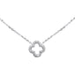.13ct G SI 14K White Gold Diamond Clover Flower Pendant Necklace 16+2" Long