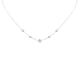 <span>DIAMOND CLOSEOUT! </span> .09ct G SI 14K White Gold Diamond Flower Pendant Necklace 16+2" Long