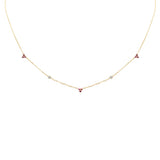 .27ct G SI 14K Yellow Gold Diamond & Ruby Gemstones Pendant Necklace 16+2" Long