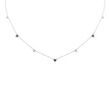 .27ct G SI 14K White Gold Diamond & Blue Sapphire Gemstones Pendant Necklace 16+2" Long