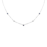 .31ct G SI 14K White Gold Diamond & Blue Sapphire Gemstones Pendant Necklace 16+2" Long