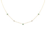 <span>DIAMOND CLOSEOUT! </span> .29ct G SI 14K Yellow Gold Diamond & Emerald Gemstones Pendant Necklace 16+2" Long
