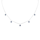 <span style="color:purple">SPECIAL!</span> .94ct G SI 14K White Gold Diamond & Blue Sapphire Gemstones Pendant Necklace 16+2" Long