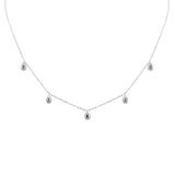 .50ct G SI 14K White Gold Diamond & Blue Sapphire Gemstones Pendant Necklace 16+2" Long