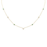 .19ct G SI 14K Yellow Gold Diamond & Emerald Gemstones Pendant Necklace 16+2" Long
