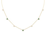 <span style="color:purple">SPECIAL!</span> .23ct G SI 14K Yellow Gold Diamond & Emerald Gemstones Pendant Necklace 16+2" Long