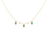 .12ct G SI 14K Yellow Gold Diamond & Emerald Gemstones Pendant Necklace 16+2" Long