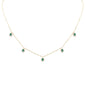 <span style="color:purple">SPECIAL!</span> .77ct G SI 14K Yellow Gold Diamond & Emerald Gemstones Pendant Necklace 16+2" Long