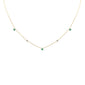 .24ct G SI 14K Yellow Gold Diamond & Emerald Gemstones Pendant Necklace 16+2" Long