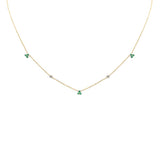 .24ct G SI 14K Yellow Gold Diamond & Emerald Gemstones Pendant Necklace 16+2" Long