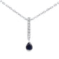 .28ct G SI 14K White Gold Diamond & Blue Sapphire Gemstone Pendant Necklace 18" Long Chain