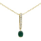 .22ct G SI 14K Yellow Gold Diamond & Emerald Gemstone Pendant Necklace 18" Long Chain