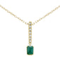 .28ct G SI 14K Yellow Gold Diamond & Emerald Gemstone Pendant Necklace 18" Long Chain