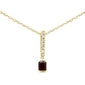 .37ct G SI 14K Yellow Gold Diamond & Ruby Gemstone Pendant Necklace 18" Long Chain
