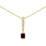 Collar con colgante de diamantes y rubíes de oro amarillo de 14 quilates de 0,37 ct G SI, cadena de 45,72 cm de largo