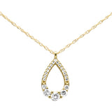 .23ct G SI 14K Yellow Gold Diamond Pear Shape Pendant Necklace 18" Long