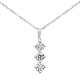 <span style="color:purple">SPECIAL!</span> .62ct G SI 14K White Gold Diamond 3 Stone Pendant Necklace 18" Long Chain