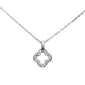 .10ct G SI 14K White Gold Diamond Clover Necklace Pendant 18" Long Chain