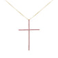 <span style="color:purple">SPECIAL!</span> .47ct G SI 14K Yellow Gold Ruby Gemstones Cross Pendant Necklace 18" Long Chain