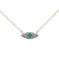 <span style="color:purple">SPECIAL!</span>.37ct G SI 14K Yellow Gold Diamond & Natural Emerald Gemstones Evil Eye Pendant Necklace 18" Long