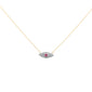 <span style="color:purple">SPECIAL!</span>.43ct G SI 14K Yellow Gold Diamond & Ruby Gemstone Evil Eye Pendant Necklace 18" Long