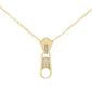 <span style="color:purple">SPECIAL!</span> .08ct G SI 14K Yellow Gold Diamond Zipper Style Pendant Necklace 18" Long Chain
