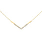<span style="color:purple">SPECIAL!</span>.24ct G SI 14K Yellow Gold Diamond V Shape Pendant Necklace 18" Long Chain