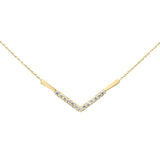 .24ct G SI 14K Yellow Gold Diamond V Shape Pendant Necklace 18" Long Chain
