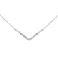 <span style="color:purple">SPECIAL!</span>.25ct G SI 14K White Gold Diamond V Shape Pendant Necklace 18" Long Chain
