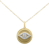.12ct G SI 14K Yellow Gold Diamond Round Pendant Necklace 18" Long Chain