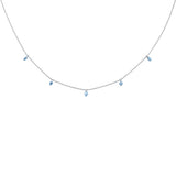 .31ct G SI 14K White Gold Aqua Gemstones Pendant Necklace 18" Long