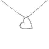 <span style="color:purple">¡ESPECIAL!</span>.33ct Oro Blanco 14kt Moderno Collar Colgante Corazón de Lado con Diamantes 16"+2"