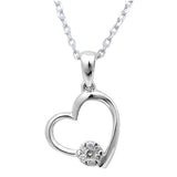 Gift for her! .06ct Round Diamond Heart Pendant Necklace 14kt White Gold