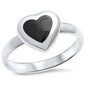 <span>CLOSEOUT!</span> Black Onyx Heart .925 Sterling Silver Ring SIZES 5,10