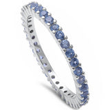 Aquamarine Eternity Band .925 Sterling Silver Ring