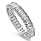 <span>CLOSEOUT! </span>Elegant Baguette Cz Fashion Engagement Band .925 Sterling Silver Ring