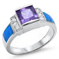 <span>CLOSEOUT!</span> Amethyst, Blue Opal, & Cz .925 Sterling Silver Ring