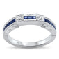 <span>GEMSTONE CLOSEOUT! </span> .68cts 14k White gold Princess Blue Sapphire Diamond Ring Size 6.5